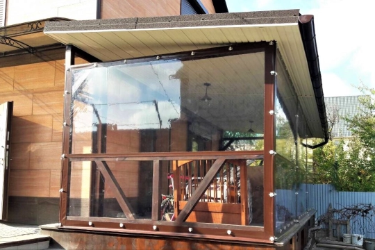 Мягкие окна прозрачные тентовые ПВХ шторы Кривой Рог Wood Luxury